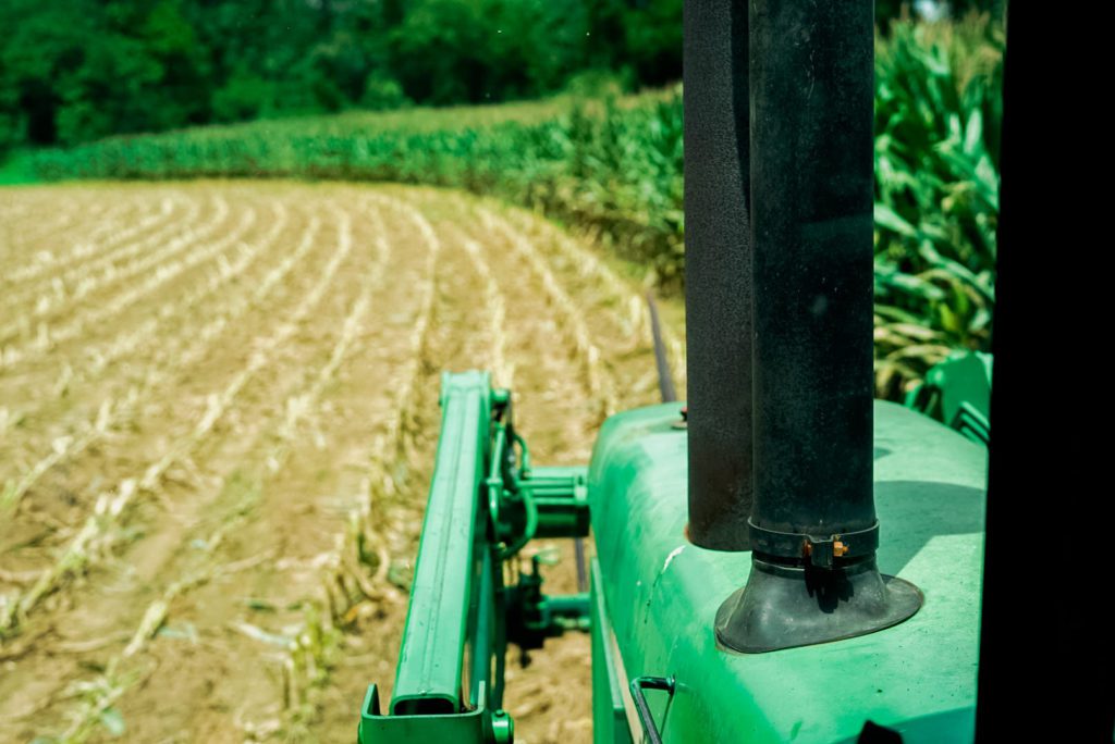 tractor in corn field