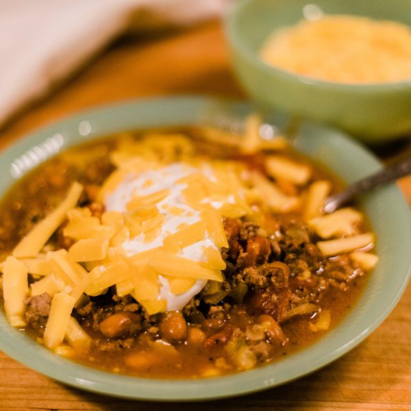 taco soup in fire king bowl