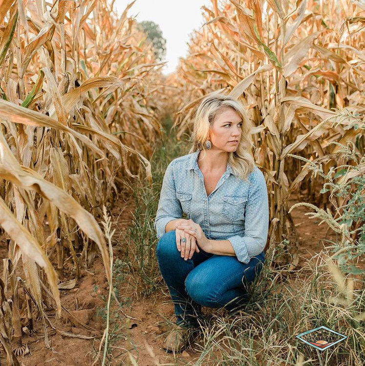 this farm wife in corn field
